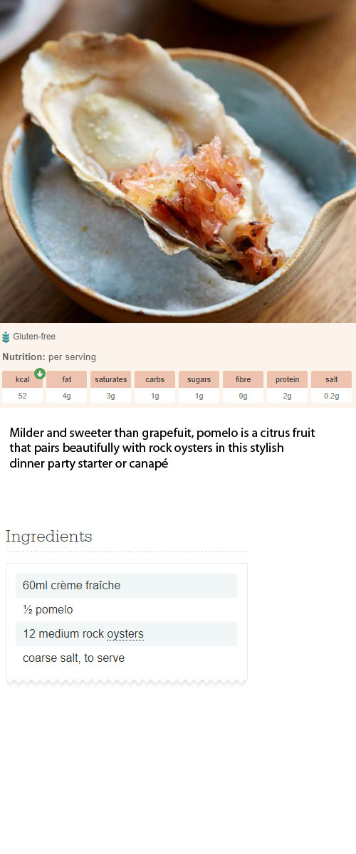 Oyster pomelo with crème fraîche