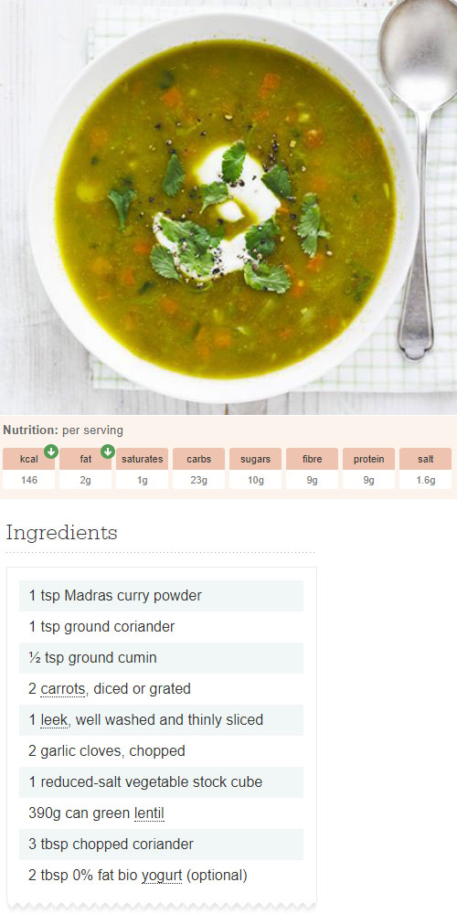 Curried carrot & lentil soup