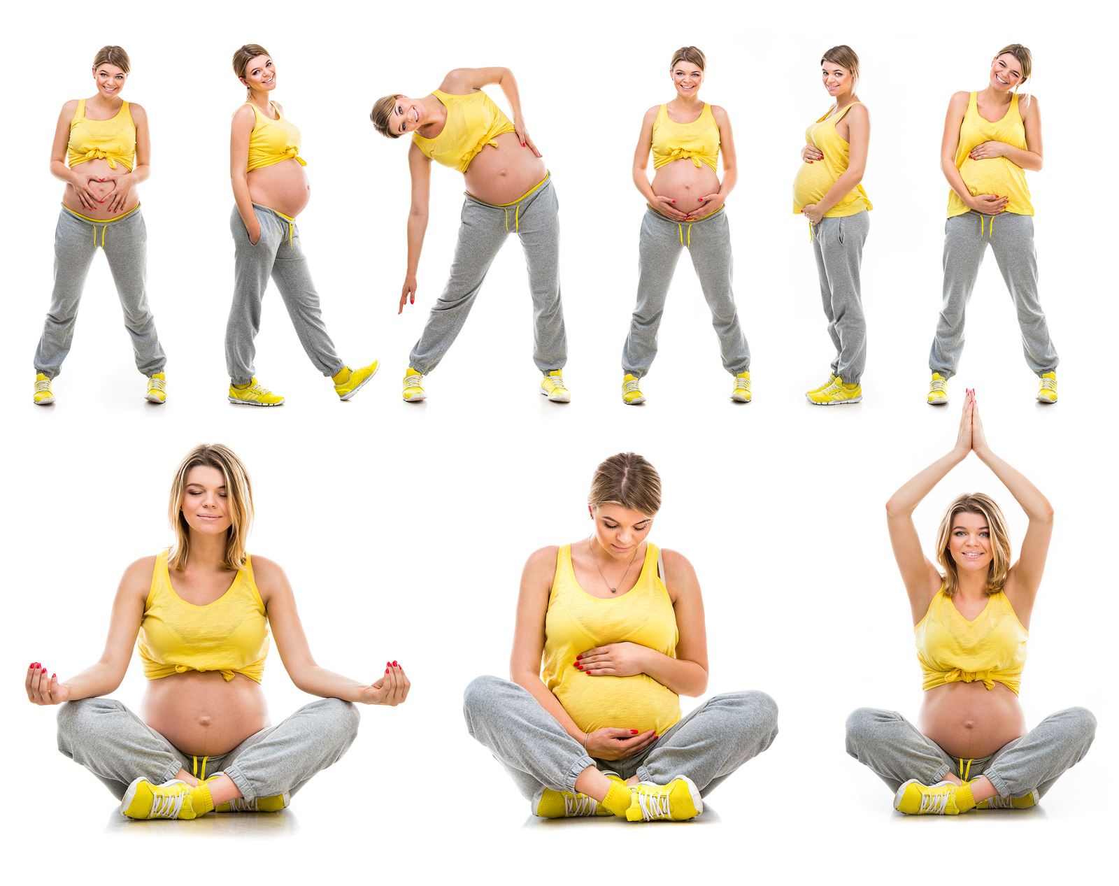 beautiful happy young pregnant woman engaged in fitness