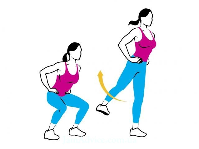 Squat with a foot swing to the side.