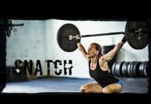 Exercising the girl, jerking the barbell!