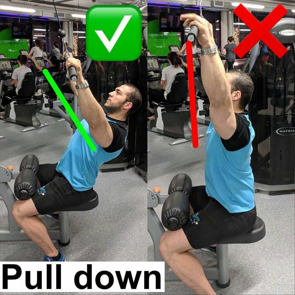 Back exercises | Thrust of the upper block