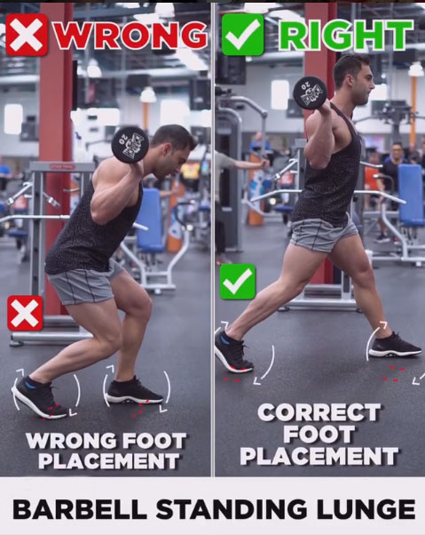 🚨BARBELL STANDING LUNGE ❌WRONG & ✅RIGHT