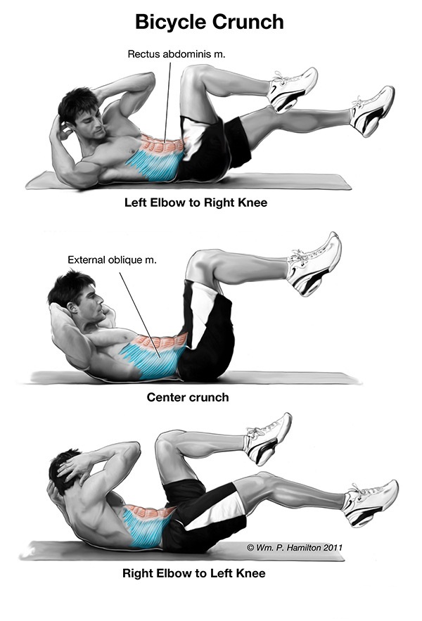  Knee to elbow crunches